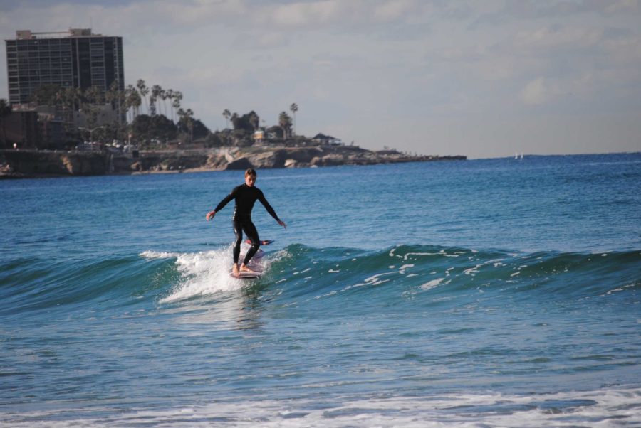 Junior Alex Volk shreds some waves near the La Jolla Shores break.