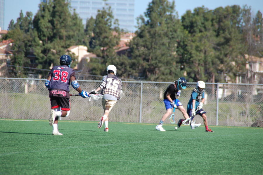 UC High lacrosse athletes participate in a scrimmage at tryouts on Saturday, February 17.