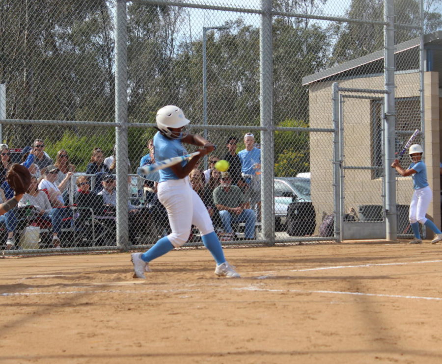 Sophomore JaLisa Morrow swings at the pitch. 