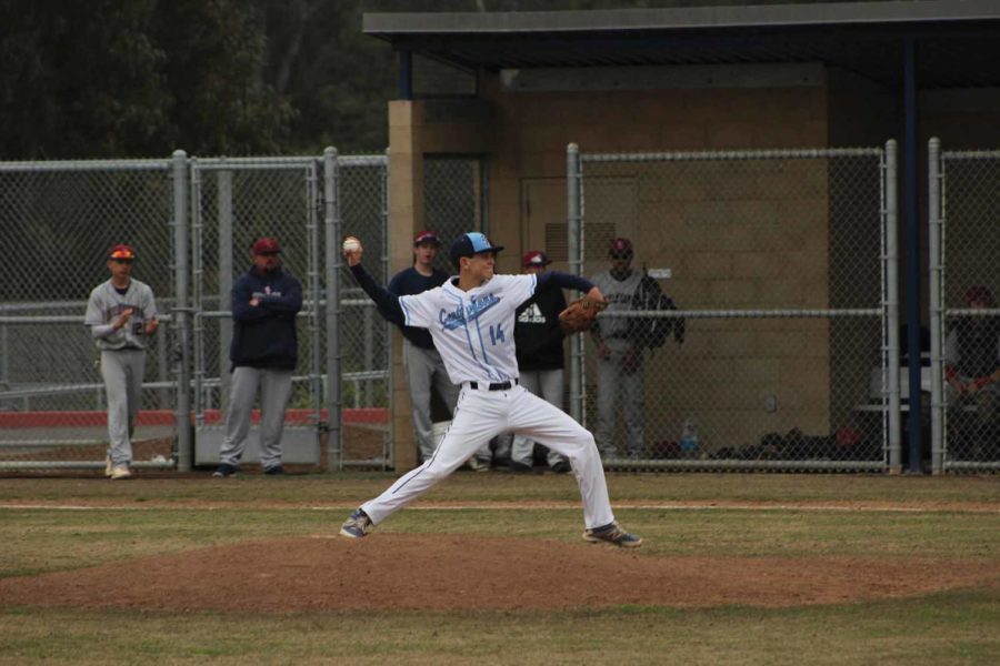 Senior Pitcher Aidan Kennedy takes the mound in a pre-League game versus Steele Canyon High.