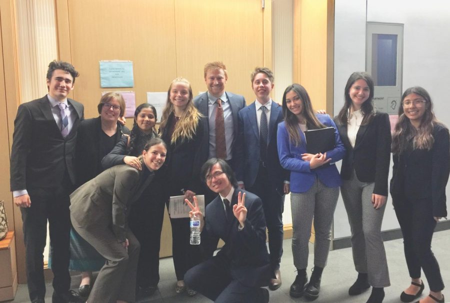 The UC High Mock Trial Team competes in a competition at the New Central Courthouse in Downtown San Diego.  