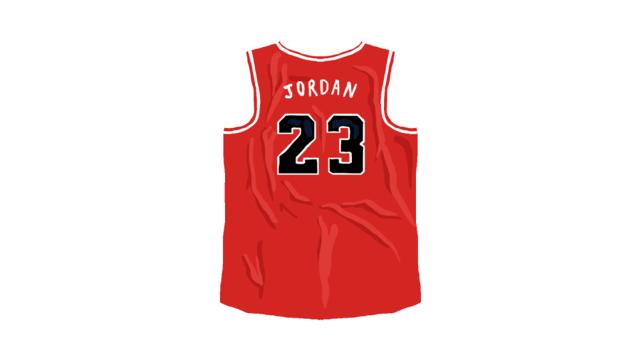 Back of Michael Jordans Bulls Jersey with his well respected number 23. 