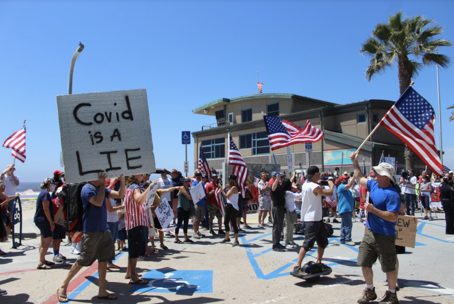 San Diegans join forces to publicly display their frustration regarding the limitations set on liberties, leisurely activities and the openings of small businesses.