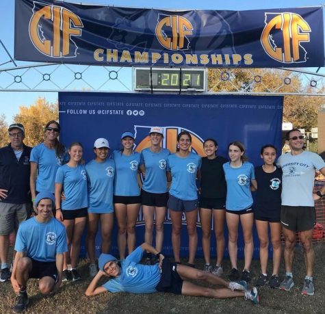 Members of the Cross Country Team pictured at the CIF Cross Country State Championship.
