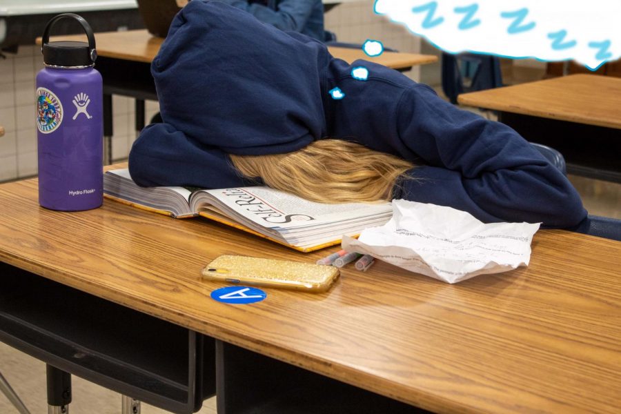 Sleep deprivation causes students to fall asleep in class, an all too common occurence.