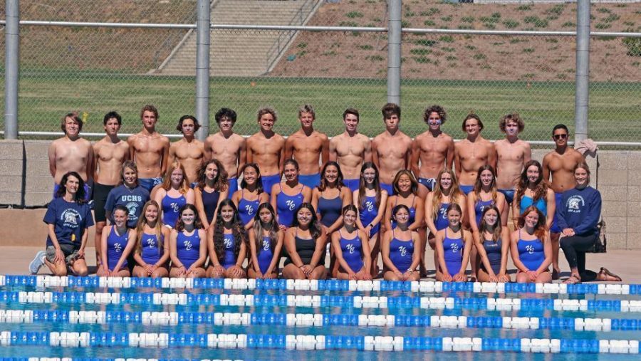 The whole UCHS Swim and Dive Team at Standleys Aquatic Center in University City.