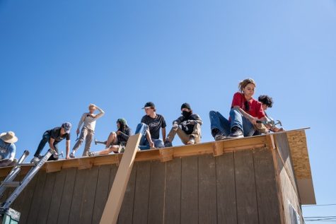 UC High students, members of the Casas de Luz club, pictured working on a house in Tijuana, Mexico.