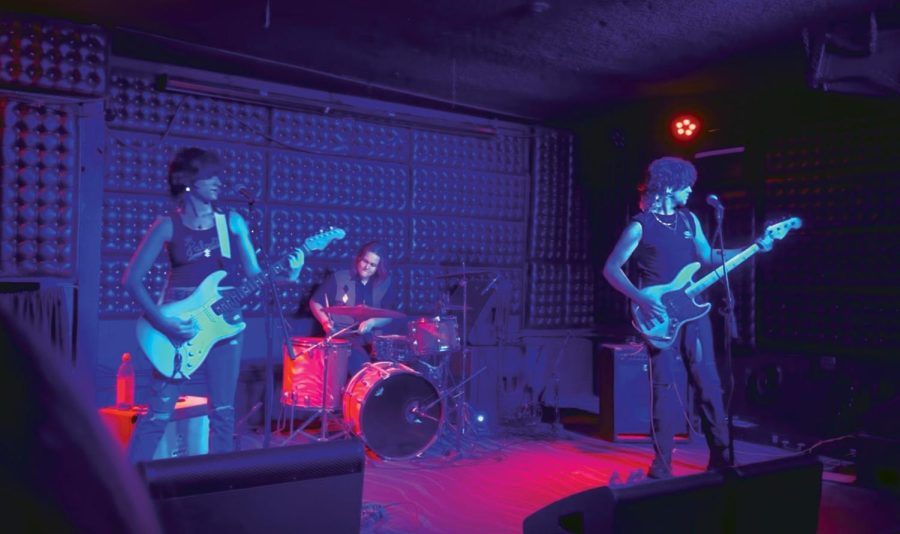 Members of the Proctor Valley Monsters Alumni Paloma Bareño and Cassandra Bristol, and Senior Josh Click (left to right) play at the Casbah on Ketner Boulevard.