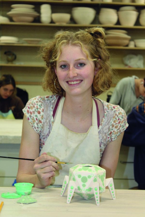 Erin Mcqee creating in ceramics class.