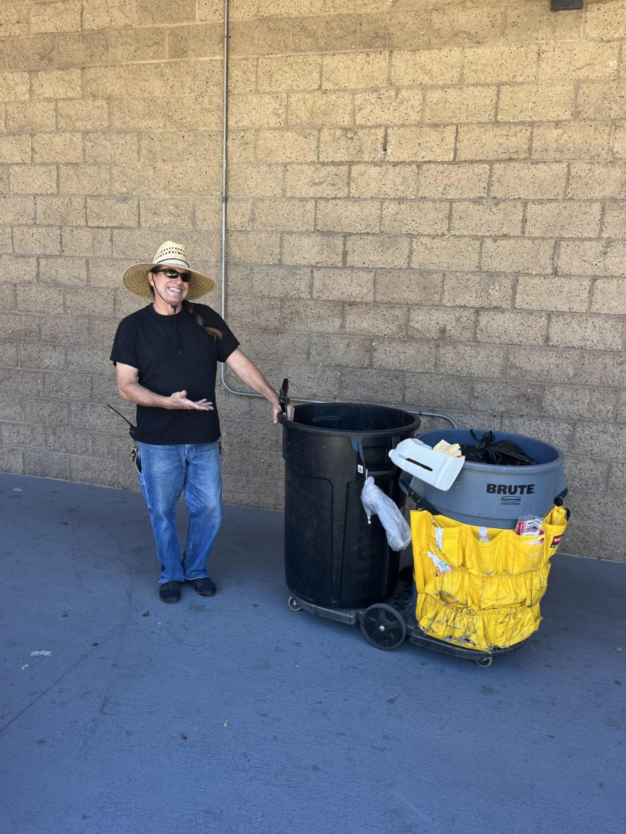 Custodian Jack Wavier maintaining UC High's campus.