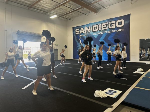 The Competitive Cheer Team at an open gym practice at Legion Sports Center.