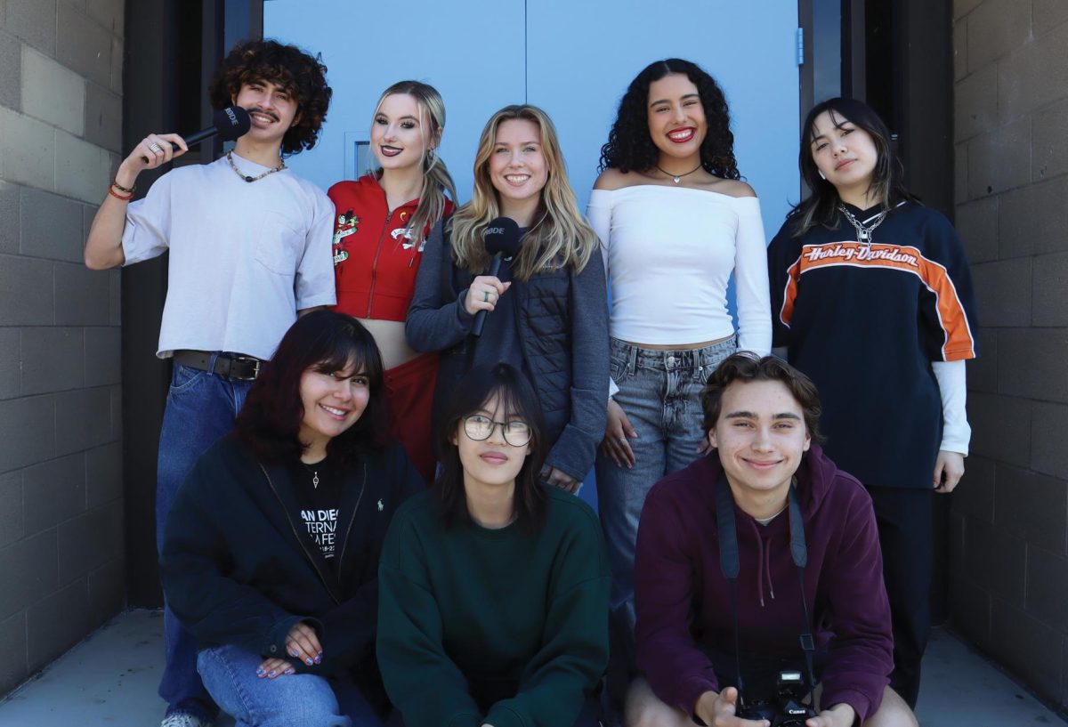 Junior James Mylenek, Junior Carley Connor, Senior Sydney Buchanan, Senior Priscila Artiga, Junior Alyssa Crossan, Senior Sophia Rosas, Senior Jenna Huynh, and Senior Gustavo Damian Danemann Soto (top to bottom, left to right) make up the Media Team.