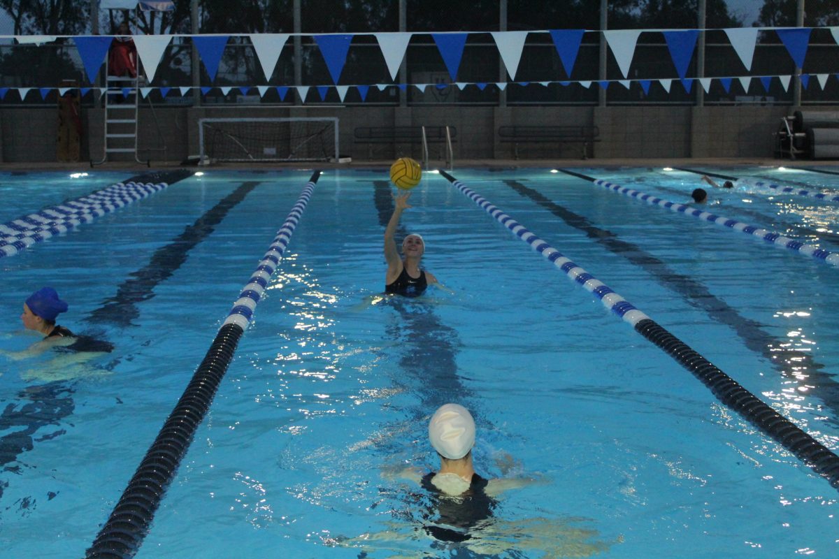 Junior Ava Chiaramonte hits the ball at a practice at Standley Aquatic Center.